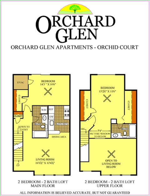 Floor plan for 2 beds, 2 baths, 1150 sqft